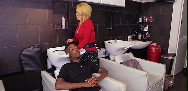  Milf hairdresser pounded with bbc in salon